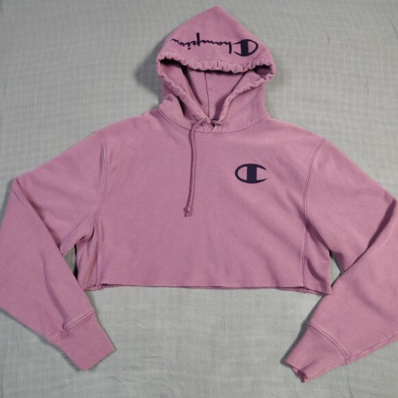 Champion Tops - Champion Reverse Weave Hoodie Women's Size Small Pink Purple Cropped Athletic
